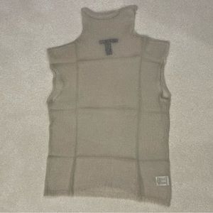 Oatmeal Wide Knit Turtleneck Sweater Tank Top